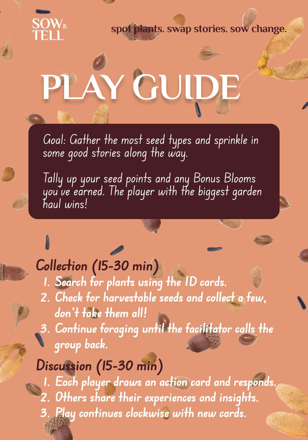Sow & Tell Play Guide, game instructions